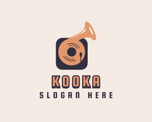 Retro Record Player logo design