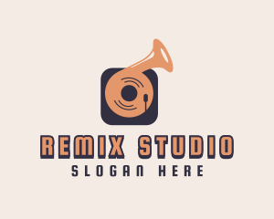 Retro Record Player logo design