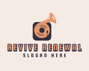 Retro Record Player logo design