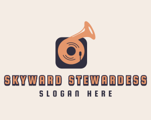 Retro Record Player logo design