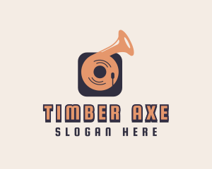 Retro Record Player logo design