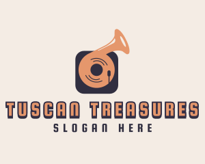 Retro Record Player logo design