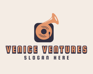 Retro Record Player logo design