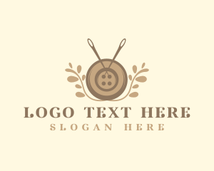 Needle - Sewing Button Needle Plant logo design