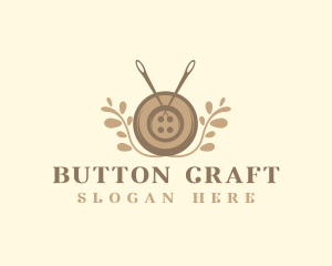 Sewing Button Needle Plant logo design