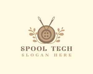 Sewing Button Needle Plant logo design