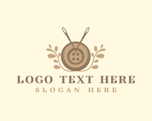 Clothes Repair - Sewing Button Needle Plant logo design
