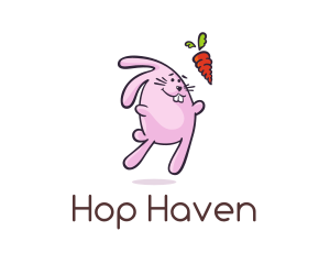 Hop - Cartoon Rabbit Carrot logo design