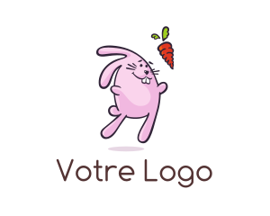 Rabbit - Cartoon Rabbit Carrot logo design