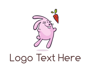 Cartoon Rabbit Carrot Logo