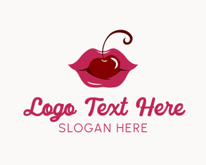 Lip Gloss - Kissable Cherry Lips logo design