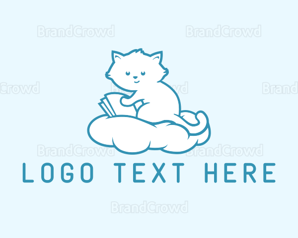 Cloud Cat Kitten Reading Logo
