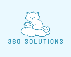 Cloud Cat Kitten Reading logo design