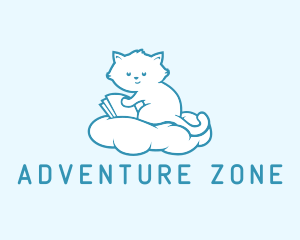 Cloud Cat Kitten Reading logo design