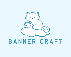 Cloud Cat Kitten Reading logo design