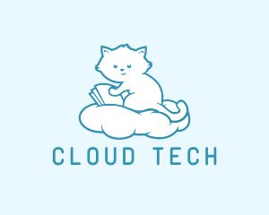 Cloud - Cloud Cat Kitten Reading logo design