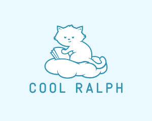 Cloud Cat Kitten Reading logo design