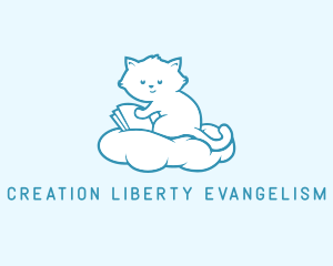 Cloud Cat Kitten Reading logo design