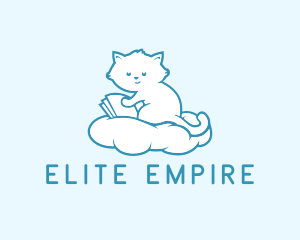 Cloud Cat Kitten Reading logo design