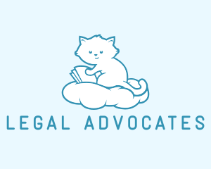 Cloud Cat Kitten Reading logo design