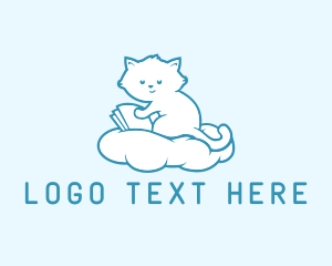 Education - Cloud Cat Kitten Reading logo design