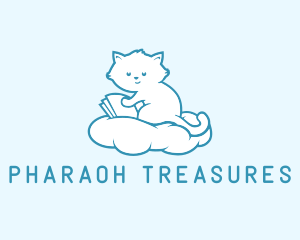 Cloud Cat Kitten Reading logo design