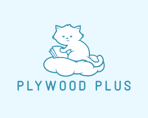 Cloud Cat Kitten Reading logo design