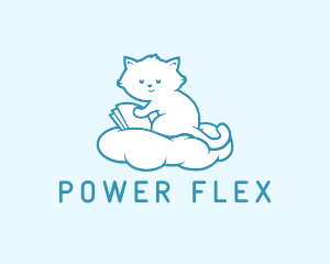 Cloud Cat Kitten Reading logo design