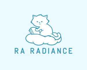 Cloud Cat Kitten Reading logo design