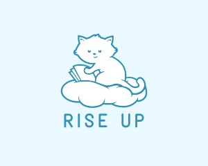 Cloud Cat Kitten Reading logo design