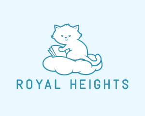 Cloud Cat Kitten Reading logo design