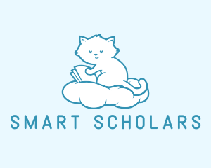 Tutoring - Cloud Cat Kitten Reading logo design