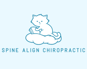 Cloud Cat Kitten Reading logo design