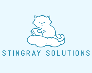 Cloud Cat Kitten Reading logo design