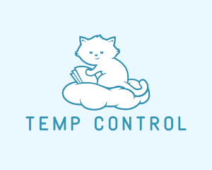 Cloud Cat Kitten Reading logo design