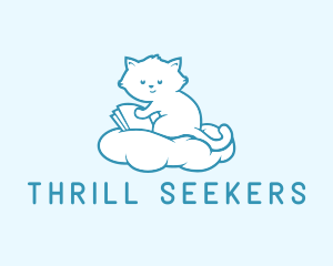 Cloud Cat Kitten Reading logo design