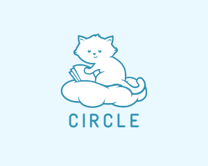 Book - Cloud Cat Kitten Reading logo design