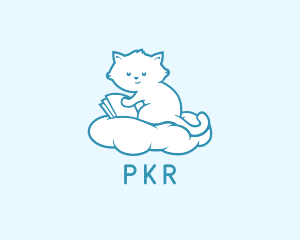 Cloud Cat Kitten Reading logo design