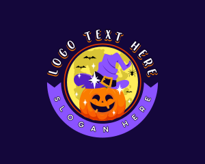 Halloween Pumpkin Moon logo design