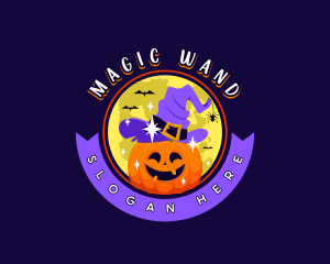 Halloween Pumpkin Moon logo design