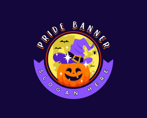 Halloween Pumpkin Moon logo design