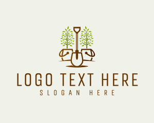 Potted Plant - Potted Plant Garden Shovel logo design