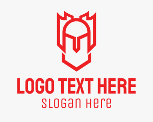 Titan - Red Medieval Helmet logo design