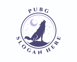 Moon - Howling Wolf Dog logo design