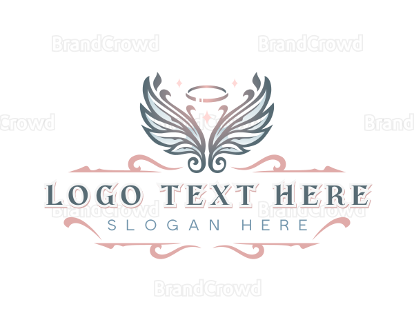 Heavenly Angel Wings Halo Logo