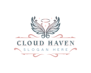 Heaven - Heavenly Angel Wings Halo logo design
