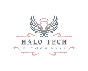 Heavenly Angel Wings Halo logo design