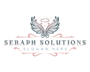 Seraph - Heavenly Angel Wings Halo logo design