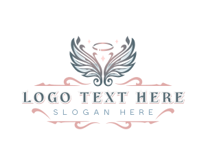 Cherub - Heavenly Angel Wings Halo logo design