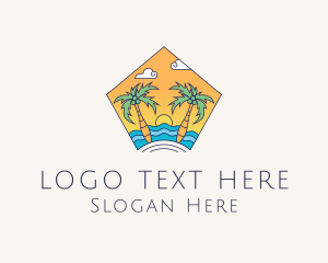 Miami - Beach Palm Island logo design